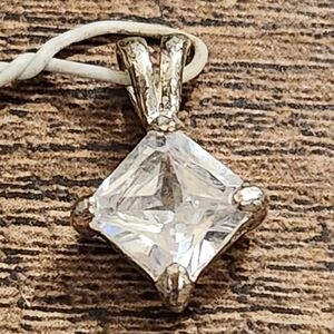 Elegant Silvertone Glass Pendant